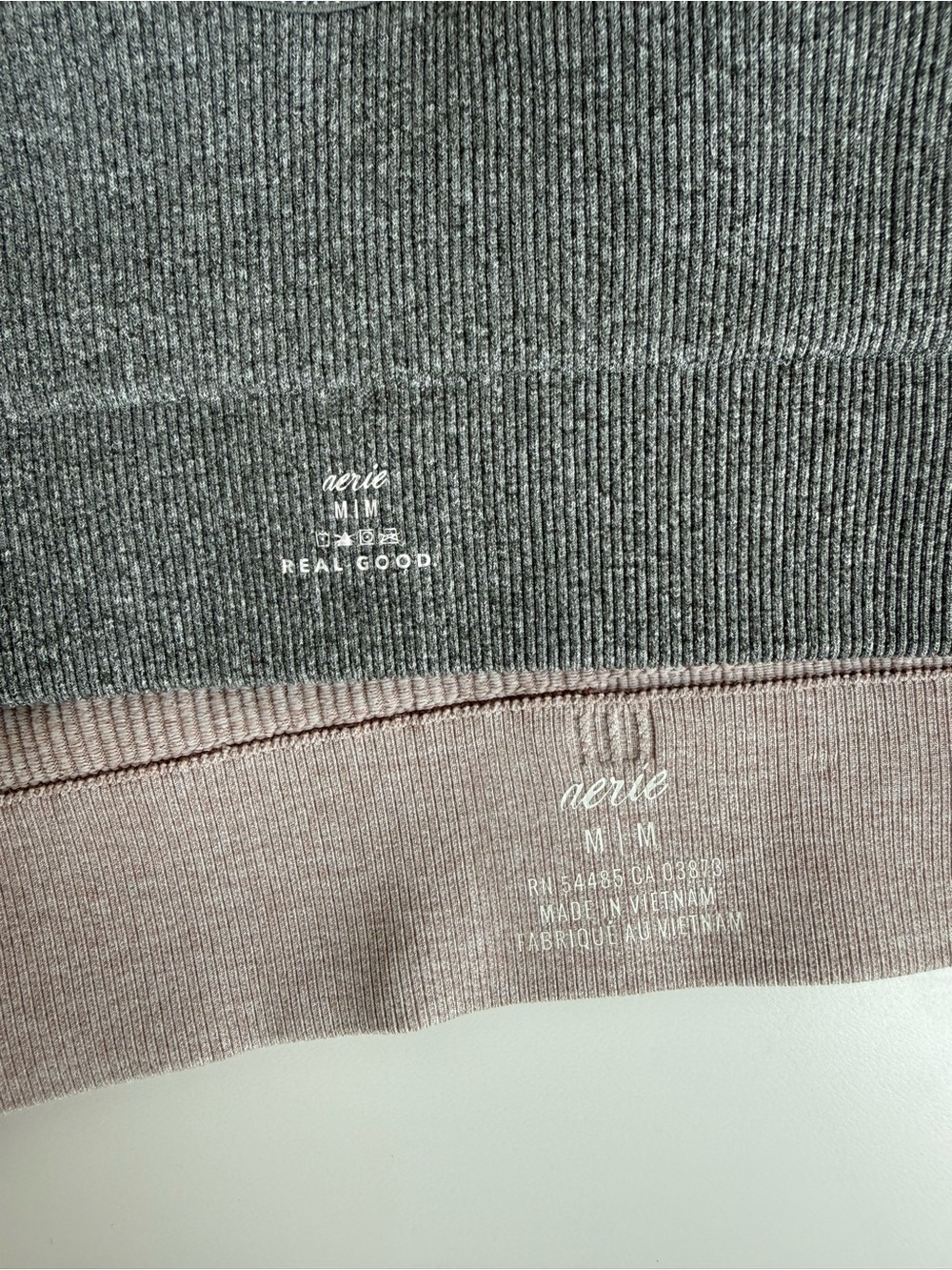 Set of 2- Aerie Size M- Seamless Ribbed Bralettes - Tan and Charcoal - Picture 3 of 3